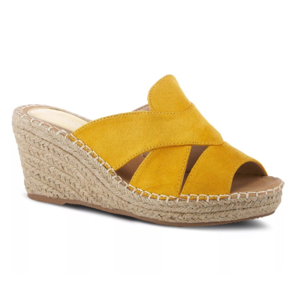 Patrizia by Spring Sunny Yellow Wedge Sandals Size 10